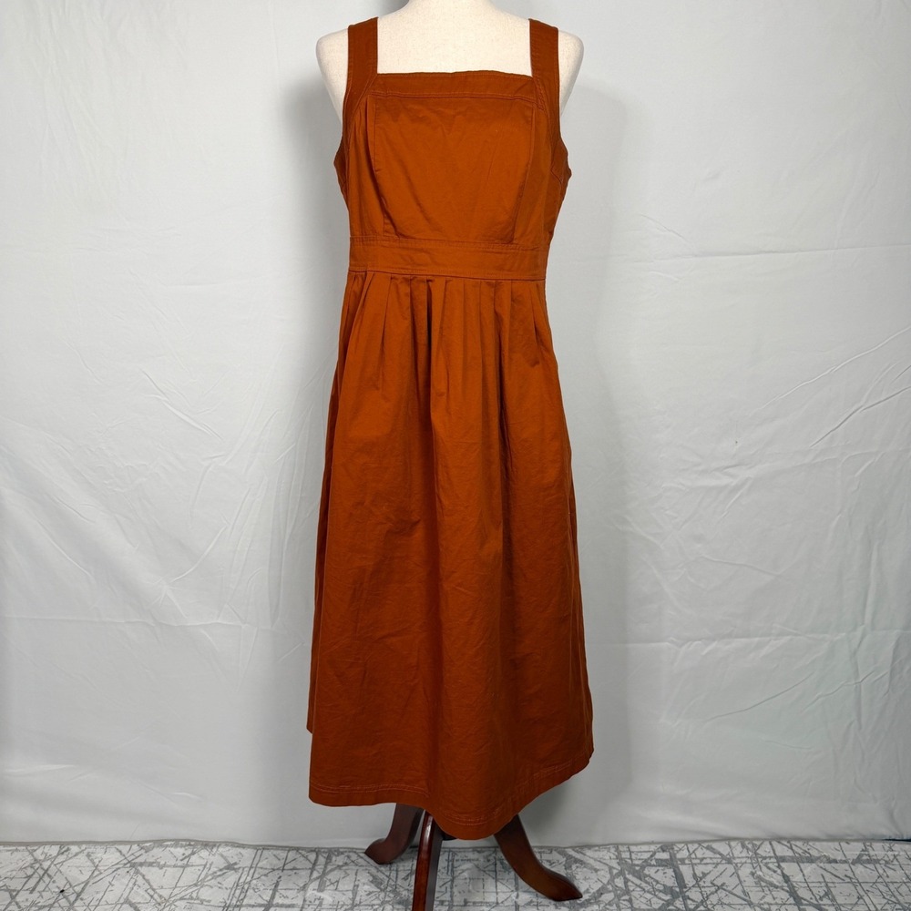 Knox Rose Womens Rust Orange Smocked Midi Dress Pockets, cottage,
prairie, fall - Picture 2 of 10